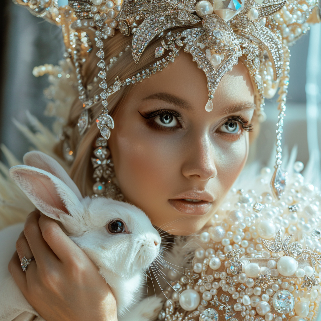 woman with rabbit